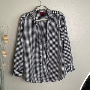 Alfani Fitted Mens gingham button down collared long sleeve shirt size M office